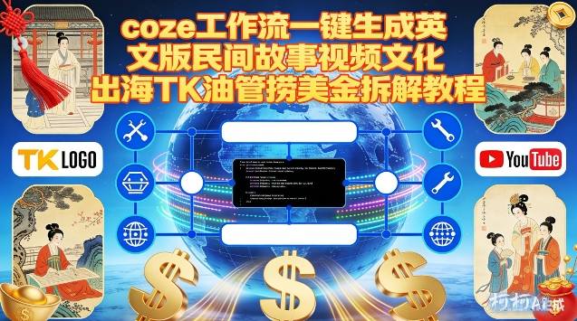 Coze扣子工作流一键生成英文版民间故事视频，文化出海TK油管捞美金拆解教程-低成本创业项目大全｜短视频带货+AI副业变现｜知行创业网