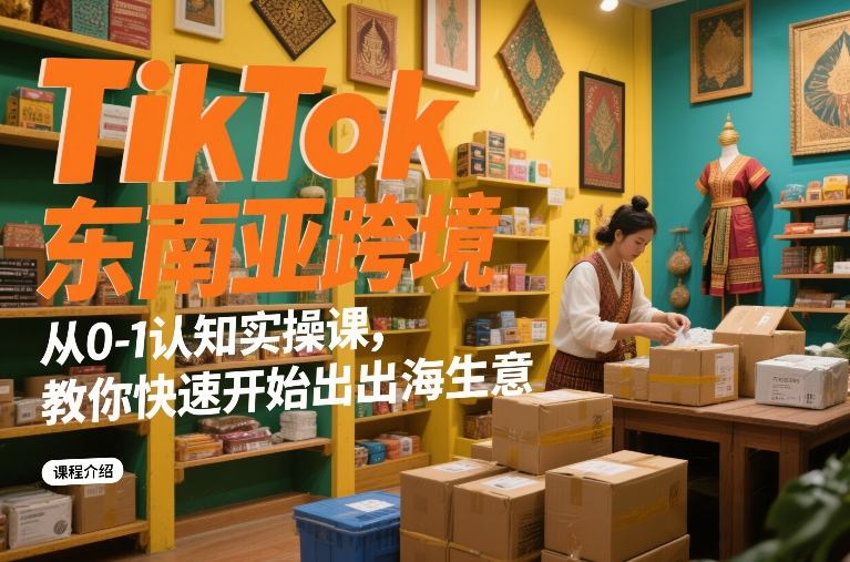 TikTok东南亚跨境从0-1认知实操课，教你快速开始出海生意-低成本创业项目大全｜短视频带货+AI副业变现｜知行创业网