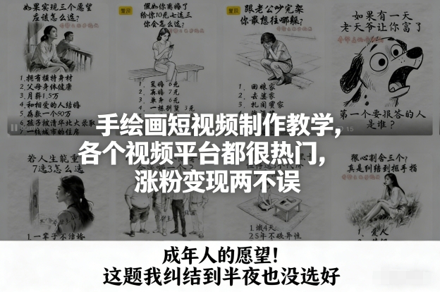 手绘画短视频制作教学，各个视频平台都很热门，涨粉变现两不误-低成本创业项目大全｜短视频带货+AI副业变现｜知行创业网
