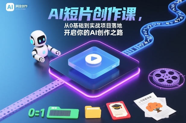 AI短片创作课，从0基础到实战项目落地，开启你的AI创作之路-低成本创业项目大全｜短视频带货+AI副业变现｜知行创业网