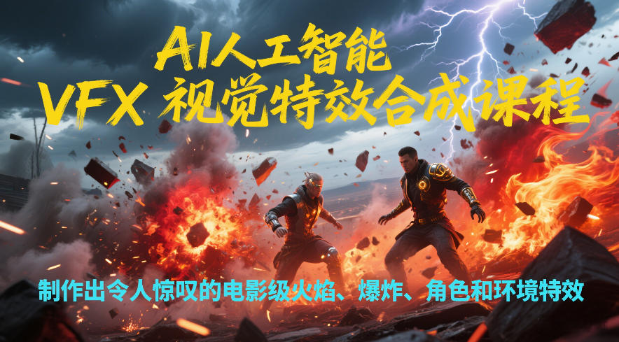 AI人工智能VFX视觉特效合成课程，制作出令人惊叹的电影级火焰、爆炸、角色和环境特效-低成本创业项目大全｜短视频带货+AI副业变现｜知行创业网