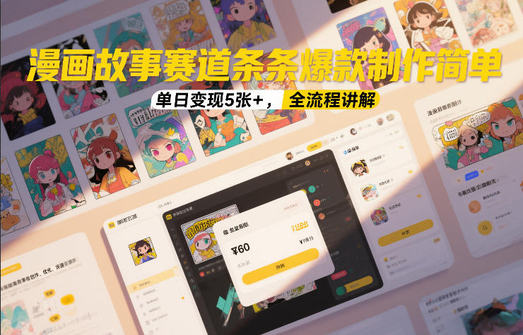 漫画故事赛道条条爆款制作简单，单日变现5张+，全流程讲解-低成本创业项目大全｜短视频带货+AI副业变现｜知行创业网