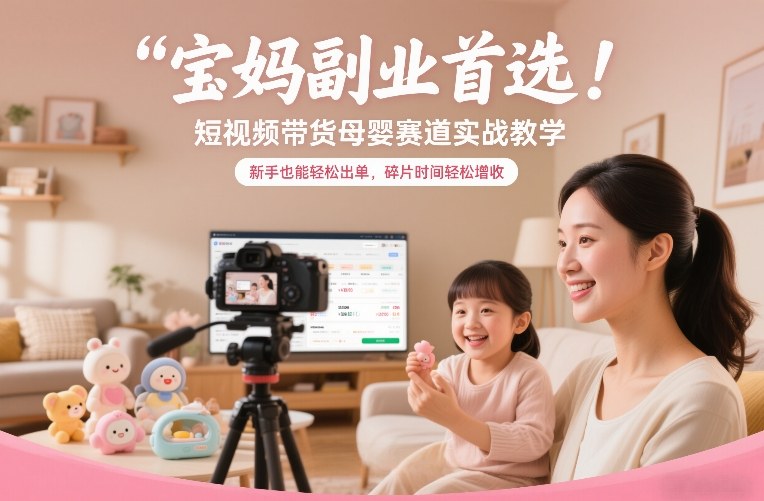 宝妈副业首选!短视频带货母婴赛道实战教学,新手也能轻松出单,碎片时间轻松增收-低成本创业项目大全|短视频带货+AI副业变现|知行创业网