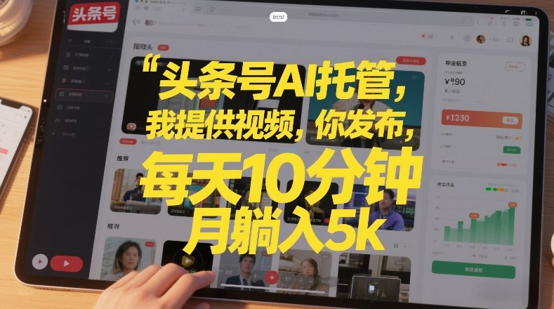 头条号AI托管，我提供视频，你发布，每天10分钟，月躺入5k+【揭秘】-低成本创业项目大全｜短视频带货+AI副业变现｜知行创业网