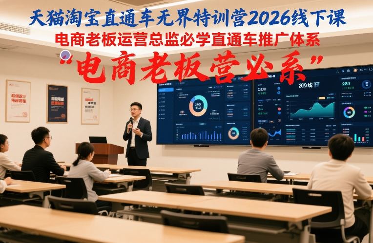 天猫淘宝直通车无界特训营2026线下课，电商老板运营总监必学直通车推广体系-低成本创业项目大全｜短视频带货+AI副业变现｜知行创业网