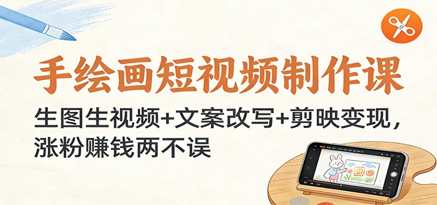 手绘画短视频制作课：生图生视频+文案改写+剪映变现，涨粉赚钱两不误-低成本创业项目大全｜短视频带货+AI副业变现｜知行创业网
