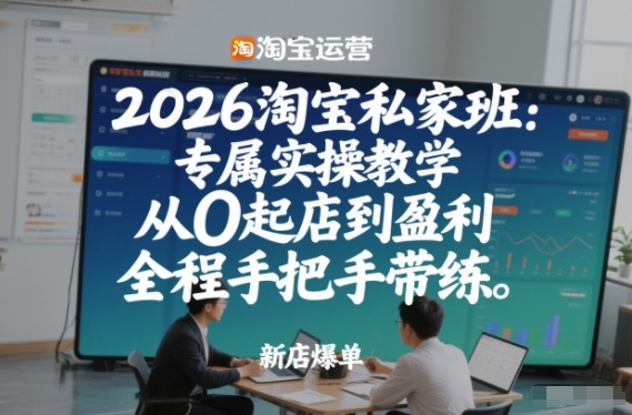 2026淘宝私家班：专属实操教学，从0起店到盈利，全程手把手带练-低成本创业项目大全｜短视频带货+AI副业变现｜知行创业网