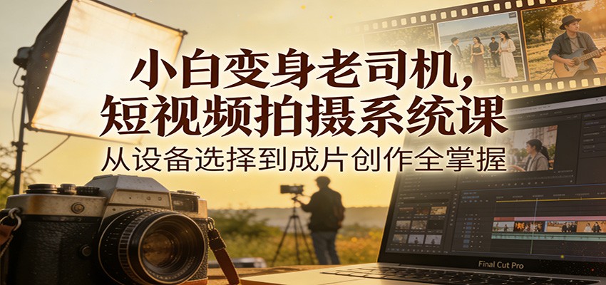 小白变身老司机，短视频拍摄系统课，从设备选择到成片创作全掌握-低成本创业项目大全｜短视频带货+AI副业变现｜知行创业网