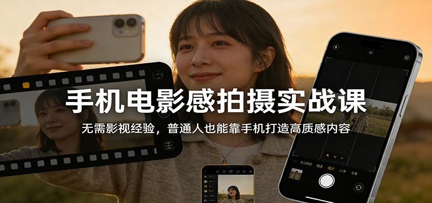 手机电影感拍摄实战课：无需影视经验，普通人也能靠手机打造高质感内容-低成本创业项目大全｜短视频带货+AI副业变现｜知行创业网