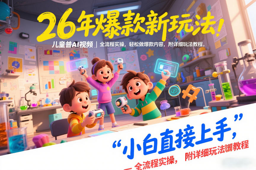 26年爆款新玩法，儿童科普AI视频，全流程实操，轻松做爆款内容，小白直接上手，附详细玩法教程-低成本创业项目大全｜短视频带货+AI副业变现｜知行创业网