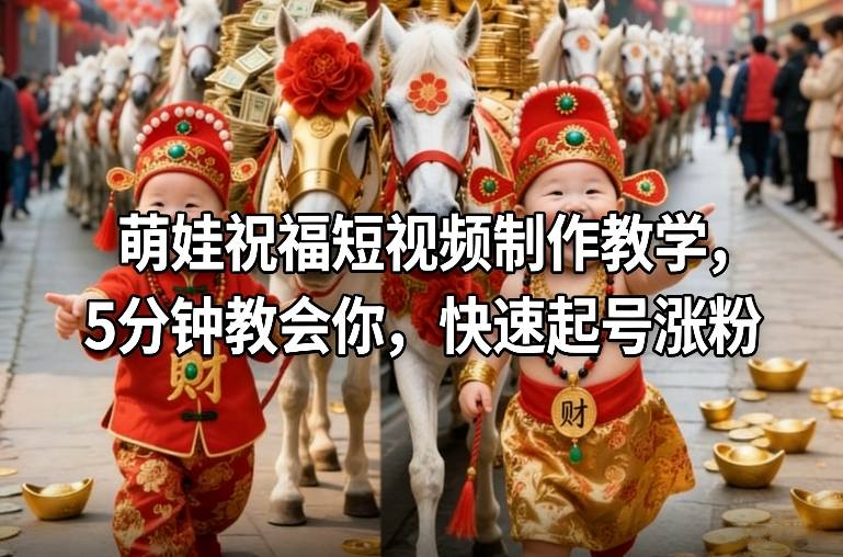 萌娃祝福短视频制作教学，5分钟教会你，快速起号涨粉-低成本创业项目大全｜短视频带货+AI副业变现｜知行创业网