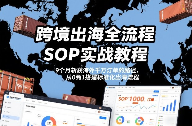 跨境出海全流程全盘托出SOP实战教程，9个月斩获海外千万订单的路径，从0到1搭建标准化出海流程-低成本创业项目大全｜短视频带货+AI副业变现｜知行创业网