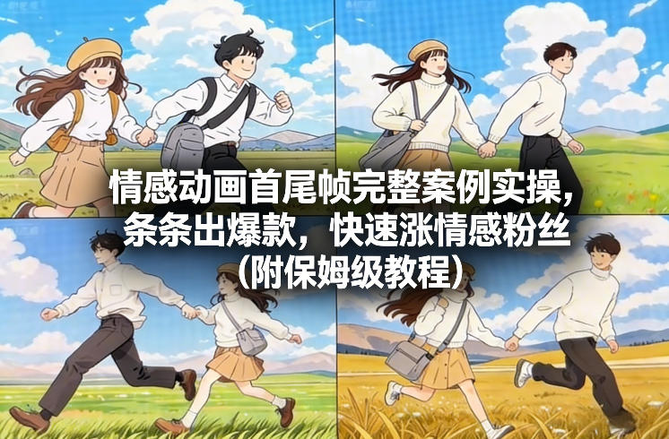 情感动画首尾帧完整案例实操，条条出爆款，快速涨情感粉丝（附保姆级教程）-低成本创业项目大全｜短视频带货+AI副业变现｜知行创业网
