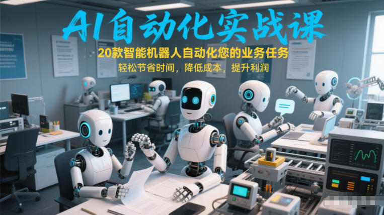 AI自动化实战课：20款智能机器人自动化您的业务任务，轻松节省时间，降低成本，提升利润-低成本创业项目大全｜短视频带货+AI副业变现｜知行创业网