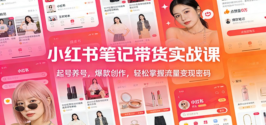 小红书笔记带货实战课：起号养号，爆款创作，轻松掌握流量变现密码-低成本创业项目大全｜短视频带货+AI副业变现｜知行创业网