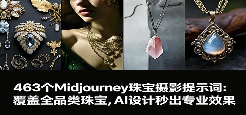 463个Midjourney珠宝摄影提示词：覆盖全品类珠宝，AI设计秒出专业效果-低成本创业项目大全｜短视频带货+AI副业变现｜知行创业网