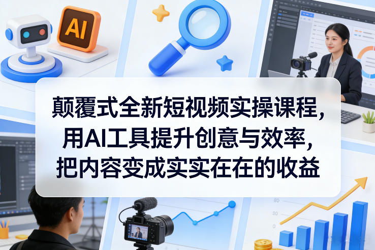 颠覆式全新短视频实操课程,用AI工具提升创意与效率,把内容变成实实在在的收益-低成本创业项目大全|短视频带货+AI副业变现|知行创业网