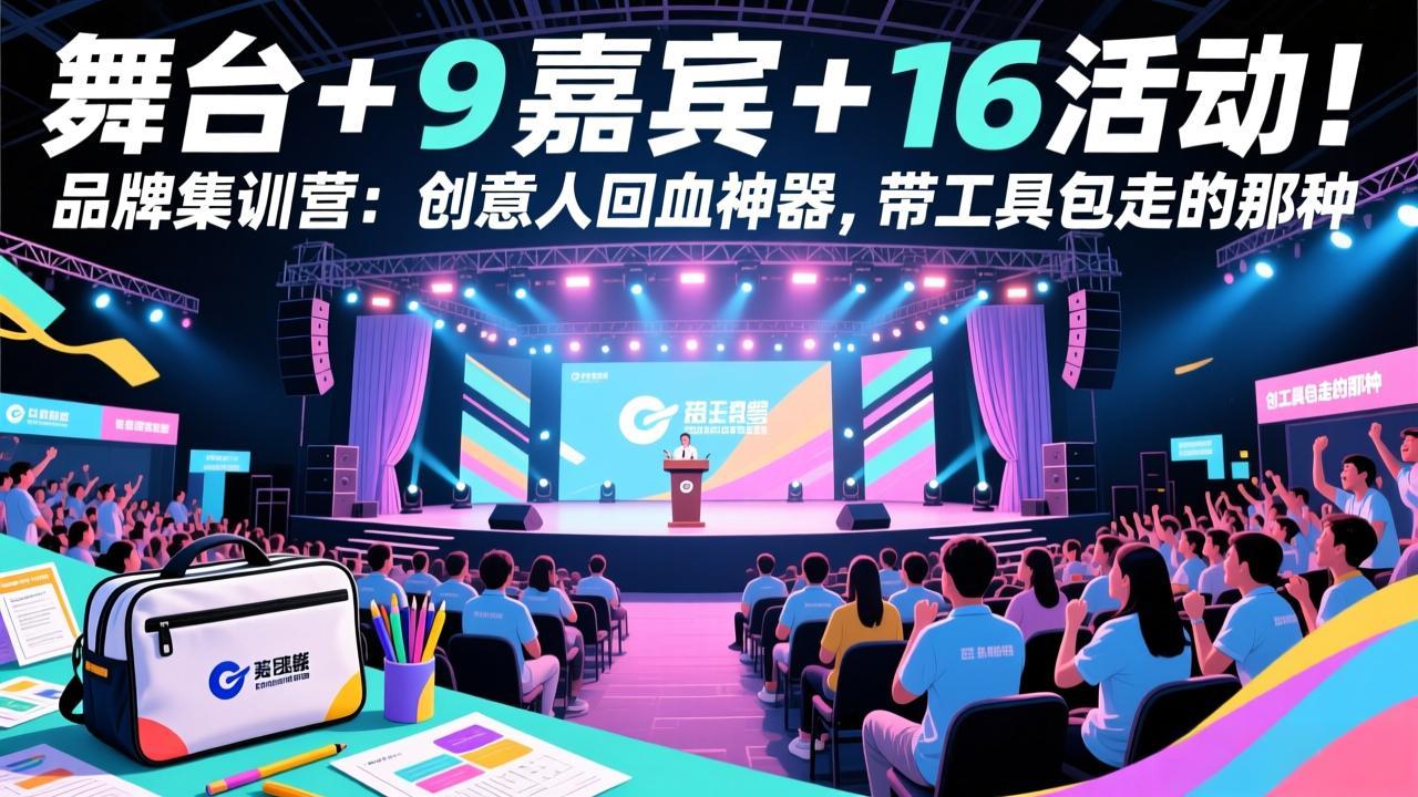 （17413期）舞台 + 9 嘉宾 + 16 活动！品牌集训营：创意人回血神器，带工具包走的那种-低成本创业项目大全｜短视频带货+AI副业变现｜知行创业网