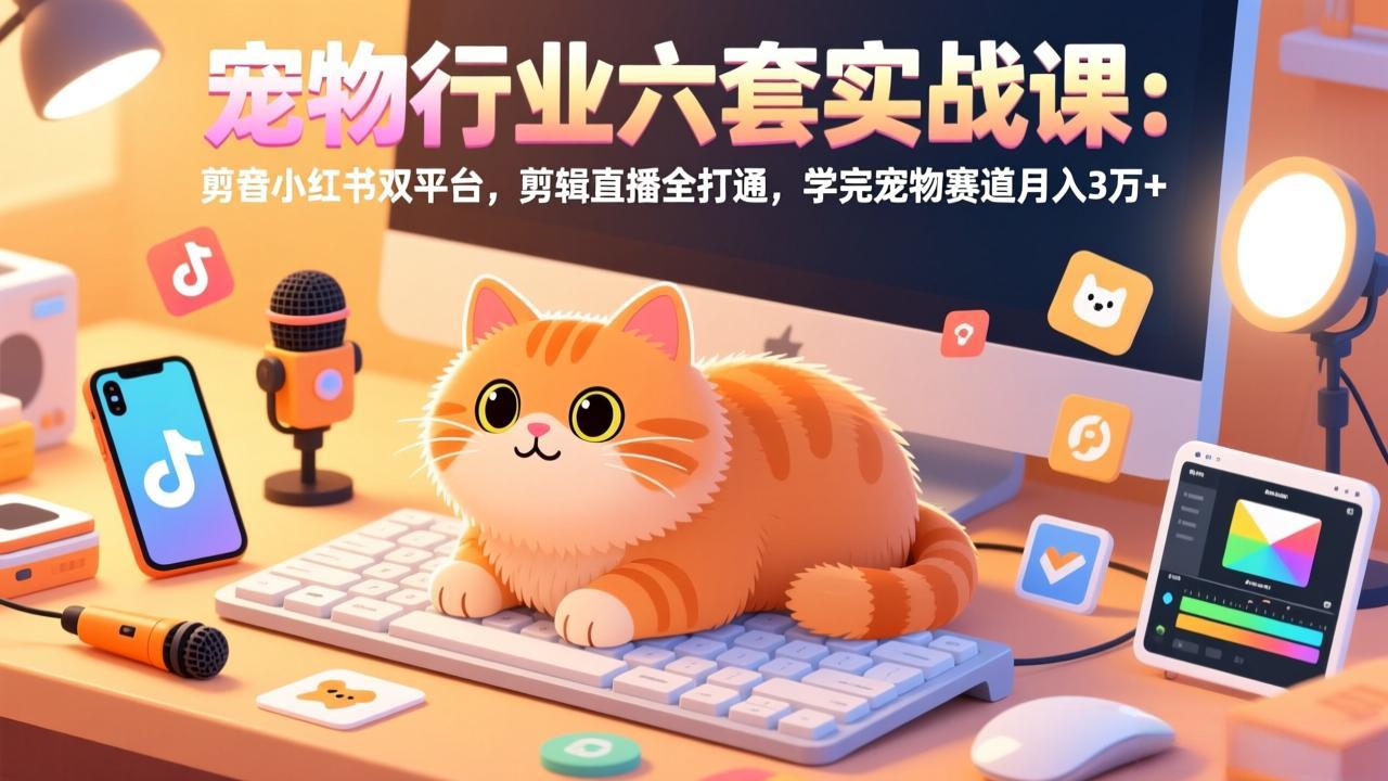 （17411期）宠物行业六套实战课：抖音小红书双平台，剪辑直播全打通，学完宠物赛道月入3万+-低成本创业项目大全｜短视频带货+AI副业变现｜知行创业网