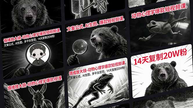 （17376期）情绪放大镜-动物心理学爆款短视频课，文案公式、AI生图、多平台变现，14天复制20W粉-低成本创业项目大全｜短视频带货+AI副业变现｜知行创业网