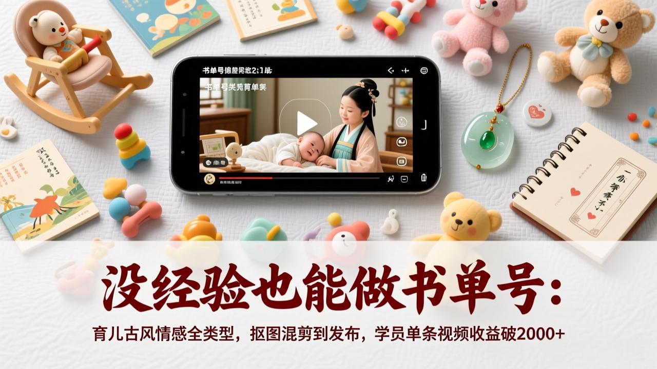 （17389期）没经验也能做书单号：育儿古风情感全类型，抠图混剪到发布，学员单条视频收益破2000+-低成本创业项目大全｜短视频带货+AI副业变现｜知行创业网