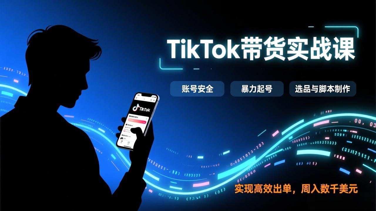 （17278期）TikTok带货实战课，涵盖账号安全、暴力起号、选品与脚本制作，实现高效出单，周入数千美元-低成本创业项目大全｜短视频带货+AI副业变现｜知行创业网