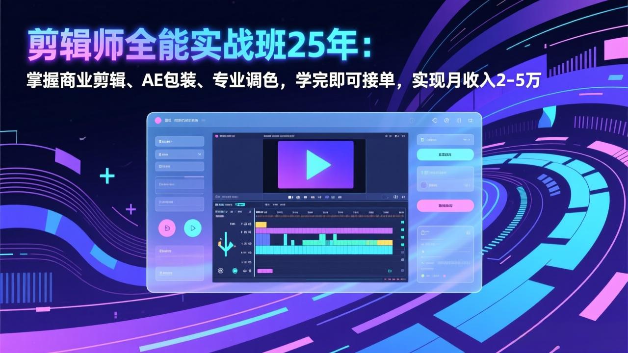 (17294期)剪辑师全能实战班25年:掌握商业剪辑、AE包装、专业调色,学完即可接单,实现月收入2-5万-低成本创业项目大全|短视频带货+AI副业变现|知行创业网
