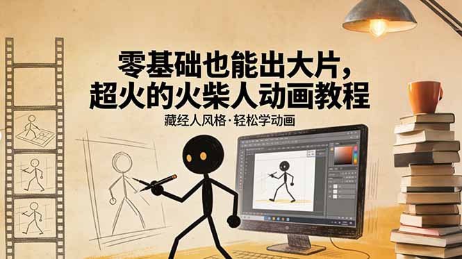 （17464期）零基础也能出大片，超火的火柴人动画教程（藏经人风格）-低成本创业项目大全｜短视频带货+AI副业变现｜知行创业网