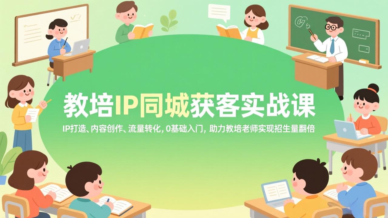 （17341期）教培IP同城获客实战课，IP打造、内容创作、流量转化，0基础入门，助力教培老师实现招生量翻倍-低成本创业项目大全｜短视频带货+AI副业变现｜知行创业网