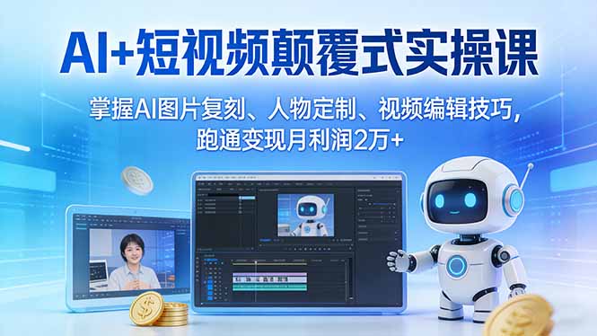 (17454期)AI+短视频颠覆式实操课:掌握AI图片复刻、人物定制、视频编辑技巧,跑通变现月利润2万+-低成本创业项目大全|短视频带货+AI副业变现|知行创业网