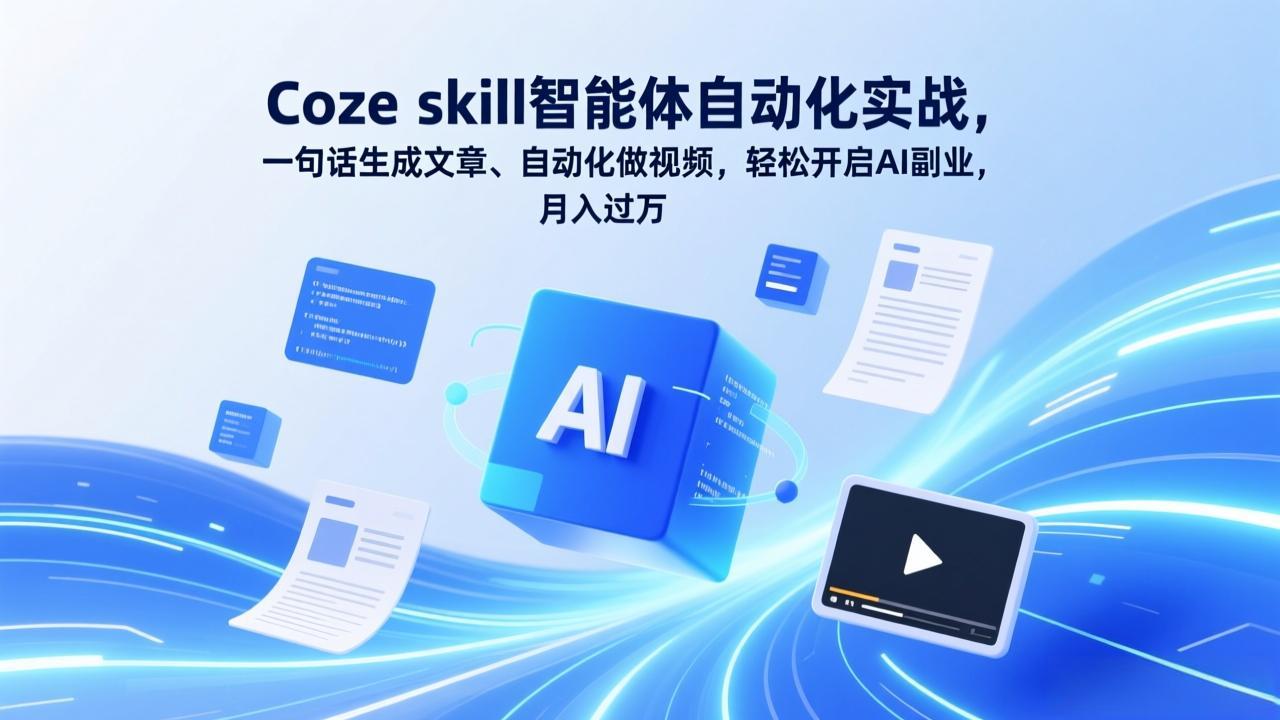 （17399期）Coze skill智能体自动化实战，一句话生成文章、自动化做视频，轻松开启AI副业，月入过万-低成本创业项目大全｜短视频带货+AI副业变现｜知行创业网