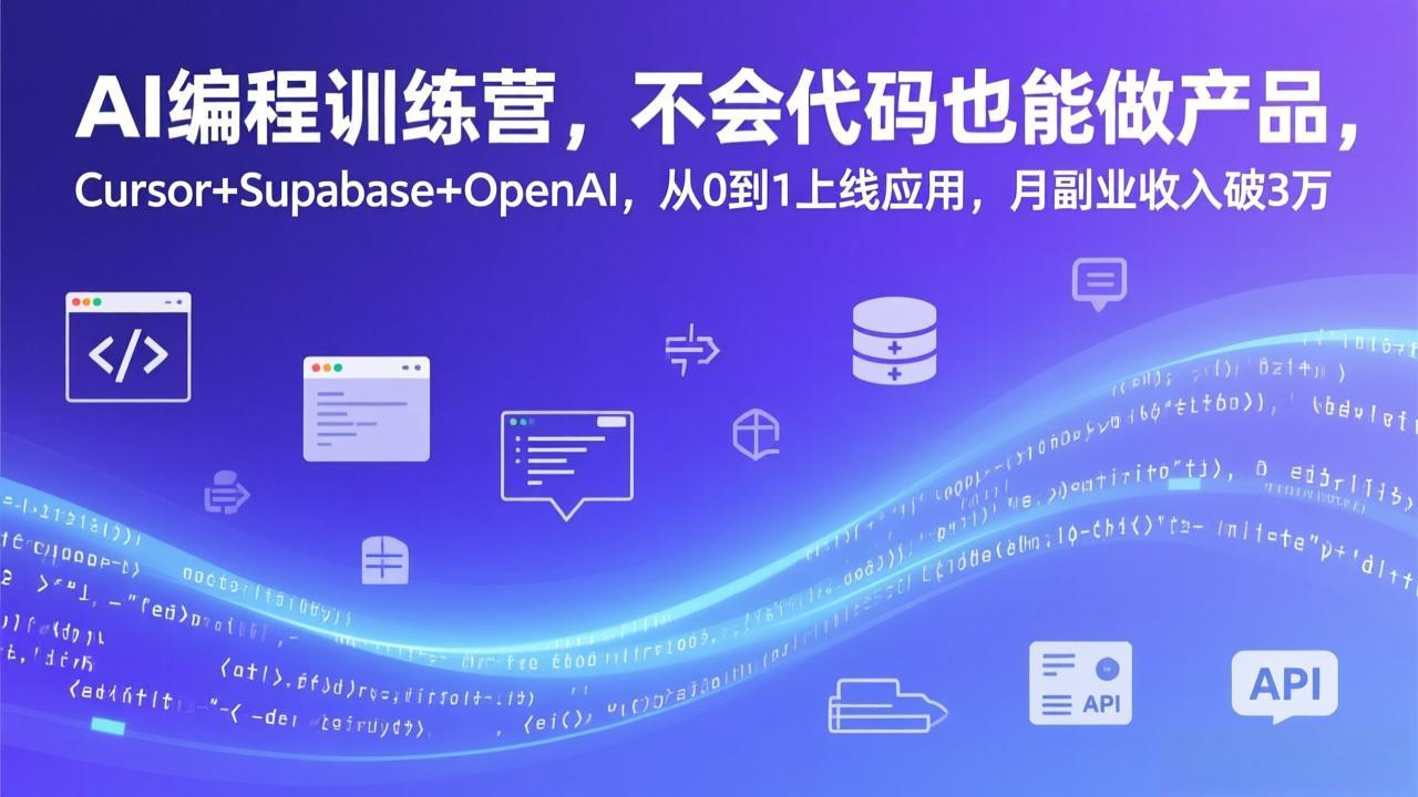 （17388期）AI编程训练营，不会代码也能做产品，Cursor+Supabase+OpenAI，从0到1上线应用，月副业收入破3万-低成本创业项目大全｜短视频带货+AI副业变现｜知行创业网