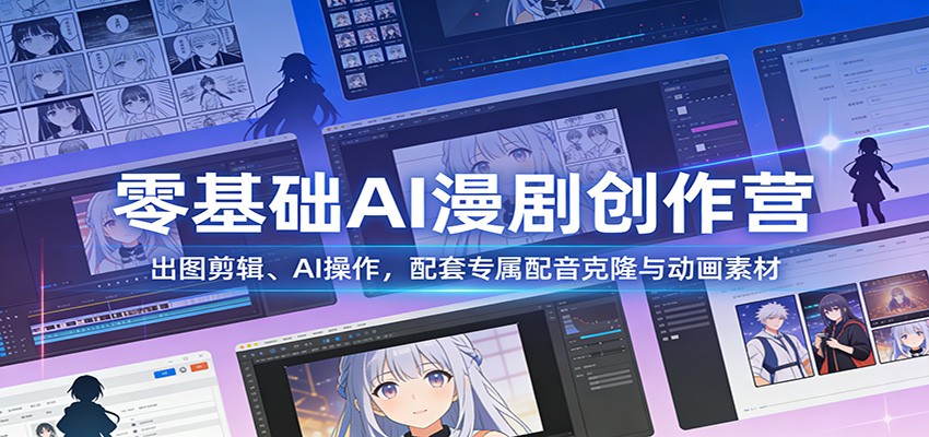 零基础AI漫剧创作营：出图剪辑、AI操作，配套专属配音克隆与动画素材-低成本创业项目大全｜短视频带货+AI副业变现｜知行创业网