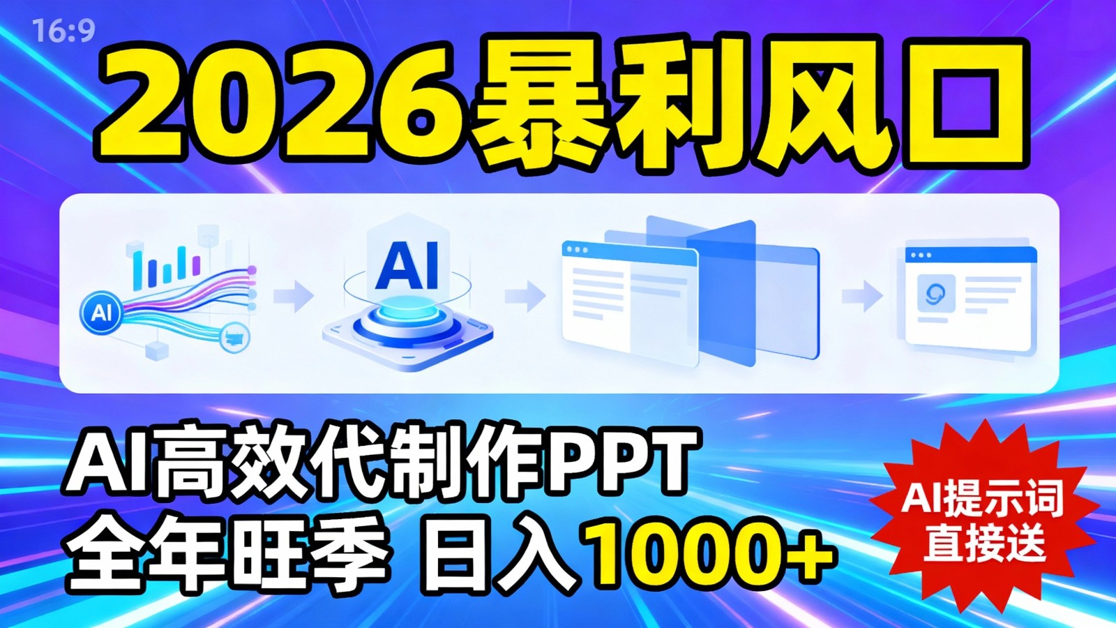 2026暴利！用AI高效代制作 PPT，全年旺季，日入 1000+，提示词直接送！-低成本创业项目大全｜短视频带货+AI副业变现｜知行创业网