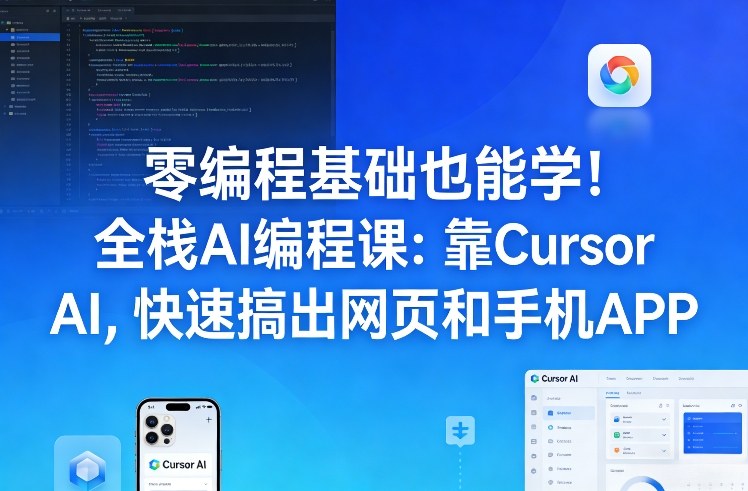 零编程基础也能学！全栈AI编程课：靠Cursor AI，快速搞出网页和手机APP-低成本创业项目大全｜短视频带货+AI副业变现｜知行创业网
