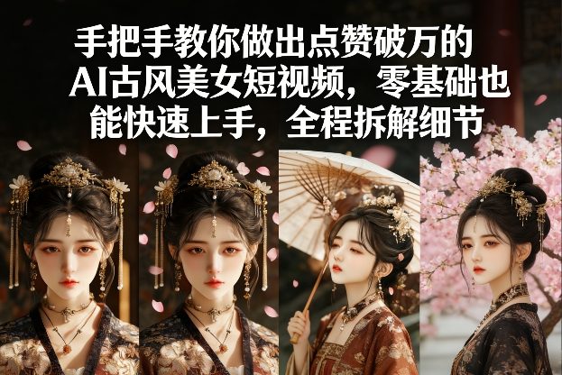 手把手教你做出点赞破万的AI古风美女短视频，零基础也能快速上手，全程拆解细节-低成本创业项目大全｜短视频带货+AI副业变现｜知行创业网
