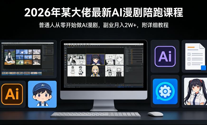26年某大佬最新Ai漫剧陪跑课程，普通人从零开始做AI漫剧，副业月入2W+-低成本创业项目大全｜短视频带货+AI副业变现｜知行创业网