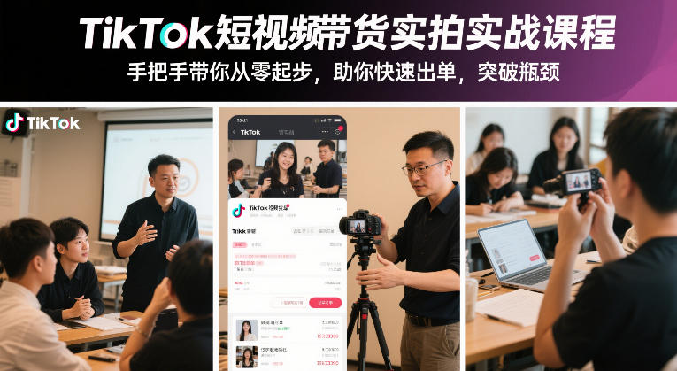 TikTok短视频带货实拍实战课程,手把手带你从零起步,助你快速出单,突破瓶颈-低成本创业项目大全|短视频带货+AI副业变现|知行创业网