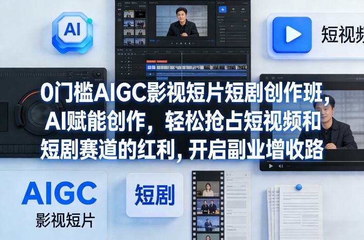 0门槛AIGC影视短片短剧创作班，AI赋能创作，轻松抢占短视频和短剧赛道的红利，开启副业增收路-低成本创业项目大全｜短视频带货+AI副业变现｜知行创业网