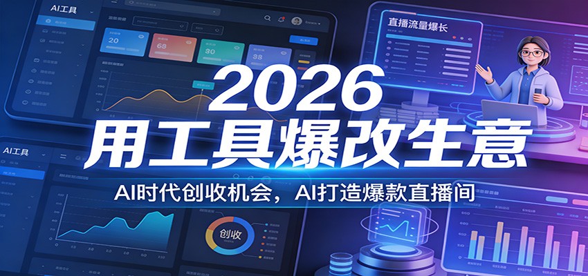 2026用工具爆改生意，AI时代创收机会，AI打造爆款直播间-低成本创业项目大全｜短视频带货+AI副业变现｜知行创业网