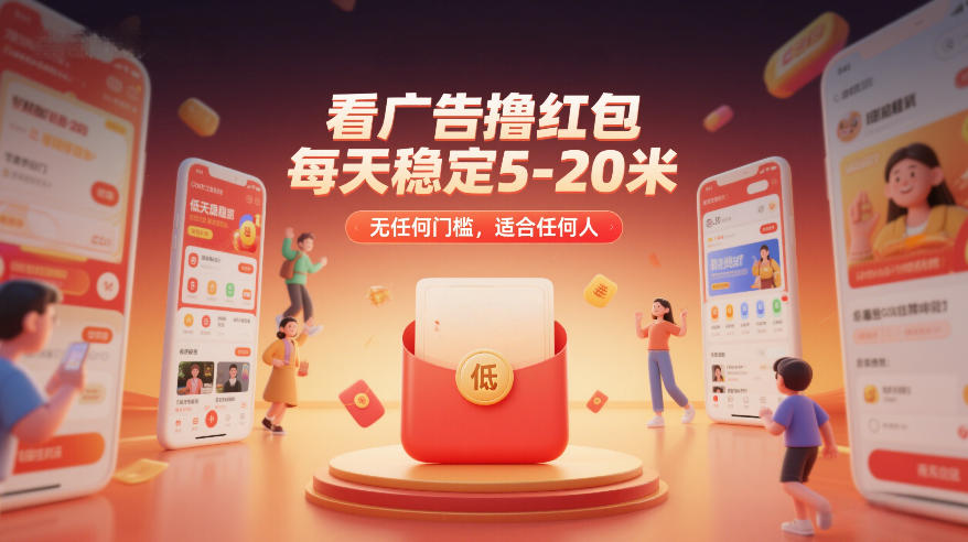 看广告撸红包,每天稳定5-20米,无任何门槛,适合任何人-低成本创业项目大全|短视频带货+AI副业变现|知行创业网