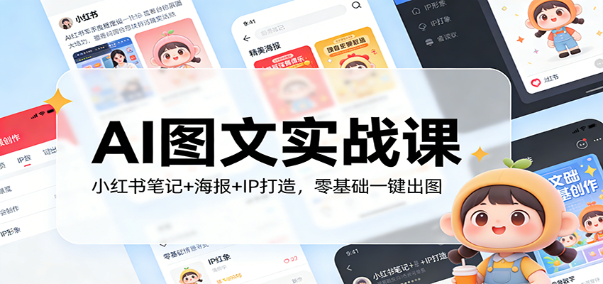 AI图文实战课:小红书笔记+海报+IP打造,零基础一键出图-低成本创业项目大全|短视频带货+AI副业变现|知行创业网