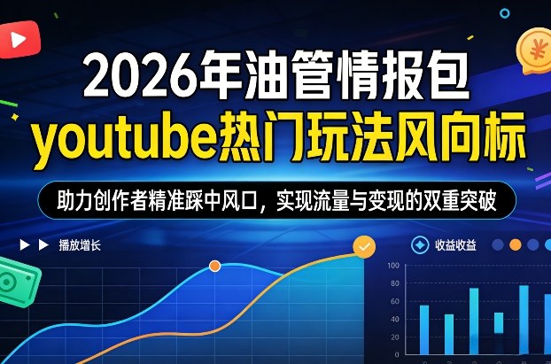 2026年油管情报包，youtube热门玩法风向标，助力创作者精准踩中风口，实现流量与变现的双重突破-低成本创业项目大全｜短视频带货+AI副业变现｜知行创业网