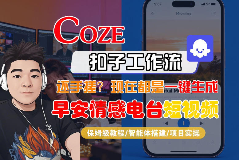 【Coze工作流搭建实操教程】【coze】早安情感电台日签视频还在手动做？用扣子工作流自动生成，省时90%-低成本创业项目大全｜短视频带货+AI副业变现｜知行创业网