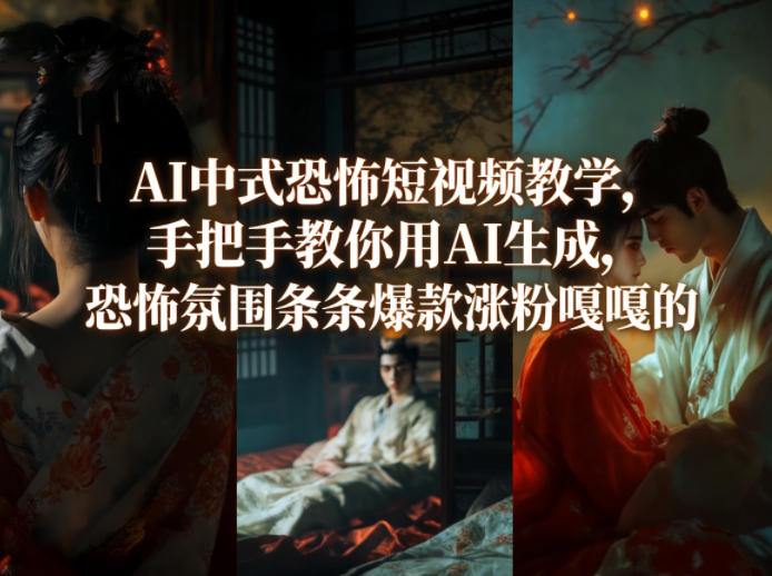 AI中式恐怖短视频教学,手把手教你用AI生成,恐怖氛围条条爆款涨粉嘎嘎的-低成本创业项目大全|短视频带货+AI副业变现|知行创业网