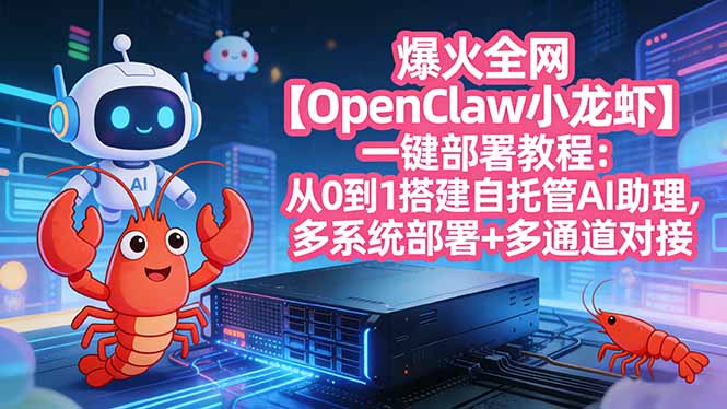（17612期）爆火全网【OpenClaw 小龙虾】一键部署教程：从0到1搭建自托管AI助理，多系统部署+多通道对接-低成本创业项目大全｜短视频带货+AI副业变现｜知行创业网