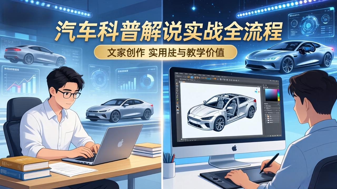 （17665期）抖音汽车科普解说实战：文案+动画+画面处理+去水印全流程，打造专业汽车科普视频-低成本创业项目大全｜短视频带货+AI副业变现｜知行创业网
