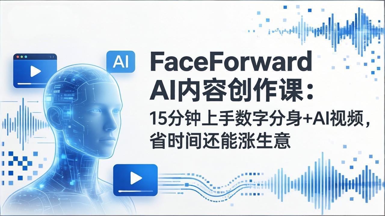 （17681期）FaceForward AI内容创作课：15分钟上手数字分身+AI视频，省时间还能涨生意-低成本创业项目大全｜短视频带货+AI副业变现｜知行创业网