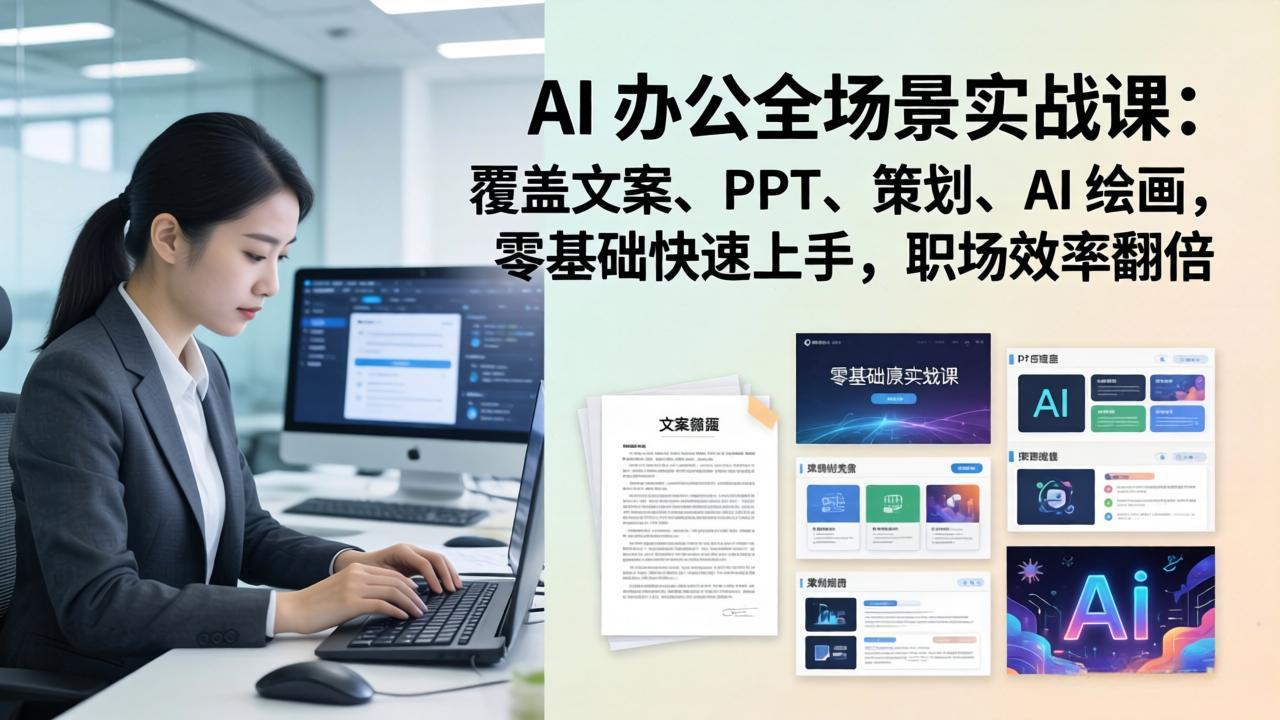 （17732期） AI 办公全场景实战课：覆盖文案、PPT、策划、AI 绘画，零基础快速上手，职场效率翻倍-低成本创业项目大全｜短视频带货+AI副业变现｜知行创业网