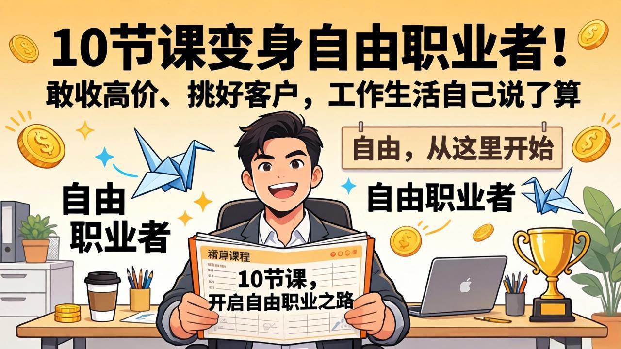 （17663期）10 节课变身自由职业者！敢收高价、挑好客户，工作生活自己说了算-低成本创业项目大全｜短视频带货+AI副业变现｜知行创业网